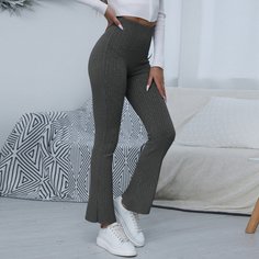 Вязаные короткие брюки-клеш в рубчик Shein