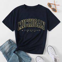 буква Повседневный Футболки Shein