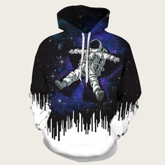 Мужской свитшот с капюшоном и графическим принтом Shein