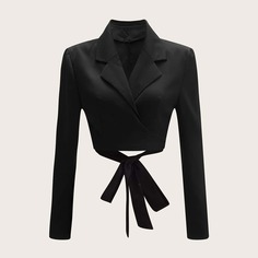 узел Ровный цвет Элегантный Блейзеры Shein