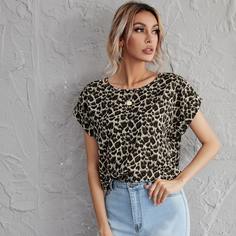 Леопардовый Элегантный Блузы Shein