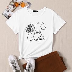 буква Повседневный Футболки Shein