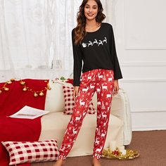 Рождество милый Пижама Shein