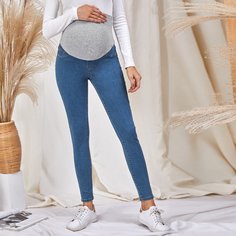 Карман Контрастный цвет Джинсовая одежда для беременных Shein