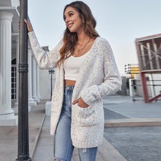 с карманами Повседневный Кардиганы Shein