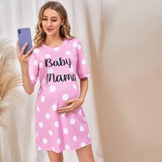В горошек Повседневный Домашняя одежда для беременных Shein