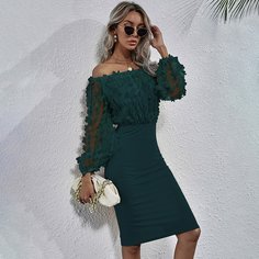 с аппликацией Одноцветный Элегантный Платья Shein