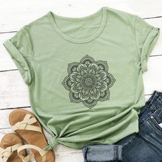 Футболка размера плюс с принтом "мандала Shein