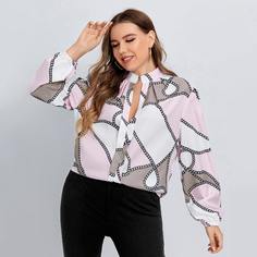 Блузка размера плюс с принтом цепочки Shein