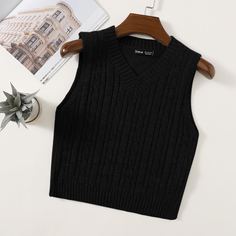 Трикотажный жилет с v-образным воротником Shein