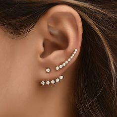 1 пара серьги-джекеты и 1шт серьги-каффы со стразами Shein