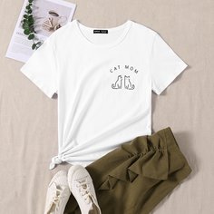 Животный Повседневный Футболки Shein
