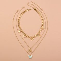 3шт ожерелье с бабочкой Shein