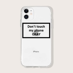 Прозрачный чехол для iPhone с текстовым принтом Shein