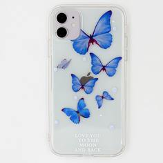 Прозрачный чехол для iPhone с принтом бабочки Shein
