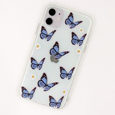 Прозрачный чехол для iPhone с принтом бабочки и маргаритки Shein