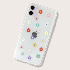 Прозрачный чехол для iPhone с цветочным принтом Shein
