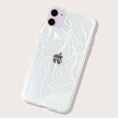Прозрачный чехол для iPhone с узором абстрактной девушки Shein