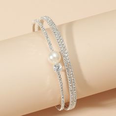Браслет со стразами и искусственным жемчугом Shein