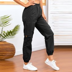 Карман Одноцветный Повседневный Брюки Shein