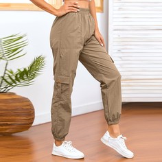 Карман Одноцветный Повседневный Брюки Shein