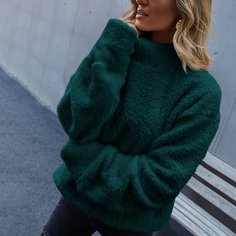 Плюшевый свитшот с высоким воротником Shein