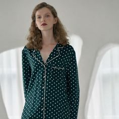 Рубашка для сна из спандекса в горошек Shein