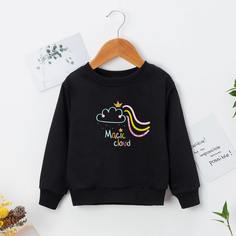 Мультяшный принт Повседневный Свитшоты для девочек Shein