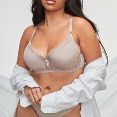 Контрастные кружева Со цветочками Романтический Бюстгальтер и бралетт размер плюс Shein