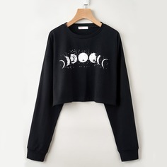 Короткая футболка размера плюс с принтом луны Shein