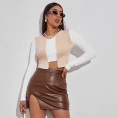 Двухцветная кроп футболка Shein