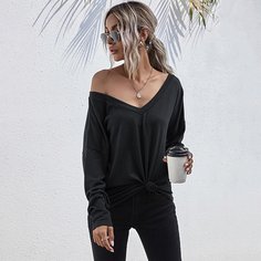 Однотонная футболка со спущенным рукавом Shein