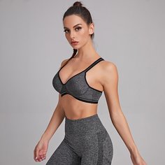Контрастная отделка Полосатый Спортивные бюстгальтеры Shein