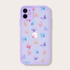 Чехол для iPhone с контрастной рамкой и принтом бабочки Shein