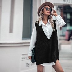 Трикотажный жилет с разрезом Shein