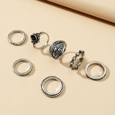 7шт кольцо со стразами Shein