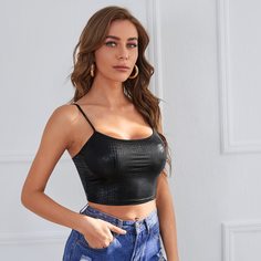 Топ с ремешком из кожи с крокодиловым узором Shein