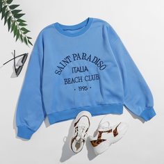 с вышивкой буква Повседневный Свитшоты Shein