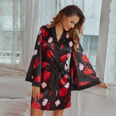 с поясом Со цветочками Элегантный Ночной халат Shein