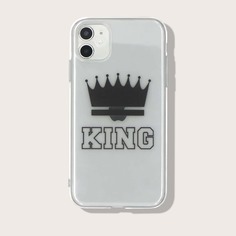 Прозрачный чехол для iPhone с узором короны Shein