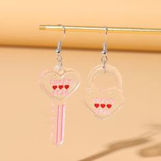 Серьги-подвески с замком и текстовой гравировкой Shein