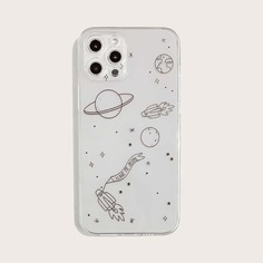 Прозрачный чехол для iPhone с узором планеты Shein