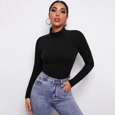 Футболка с высоким воротником Shein