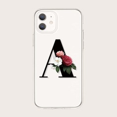 Чехол для iPhone с текстовым и цветочным принтом Shein