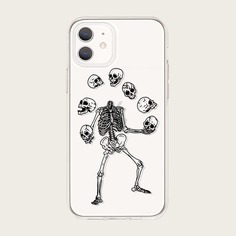 Чехол для iPhone с узором скелета Shein