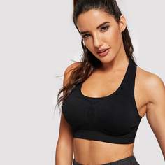 Спортивный лифчик с сетчатой вставкой Shein