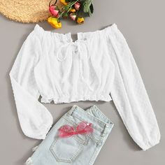 Короткий топ с открытыми плечами Shein