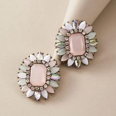 Серьги-гвоздики в форме цветка со стразами 1 пара Shein