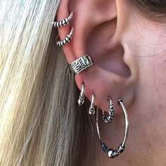 Серебристый модный набор серёг 7 шт. Shein