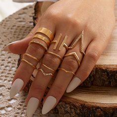 Кольцо с геометрическим декором и стразами 12шт Shein